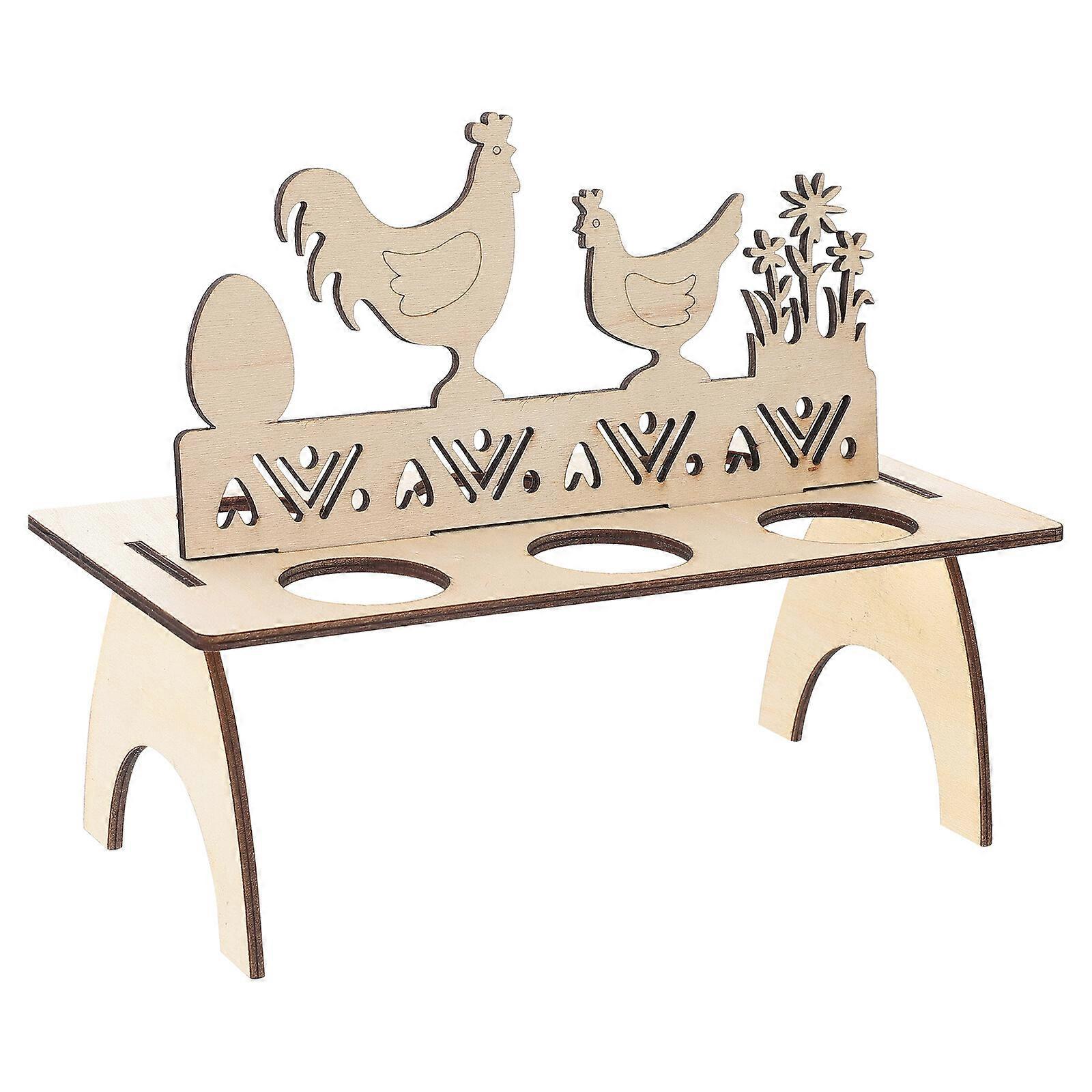 1pc Wooden Craft Egg Rack Easter Egg Storage Holder Decorative Egg Holding Rack