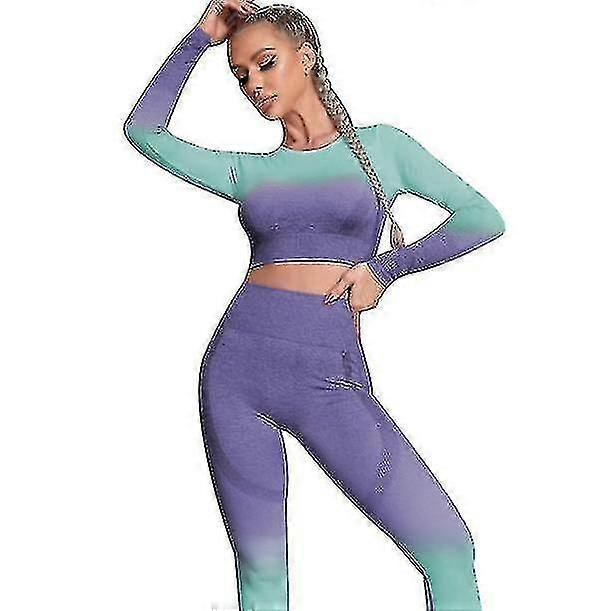 Ensemble d'exercices sans couture pour femmes Top 2 pièces + collants