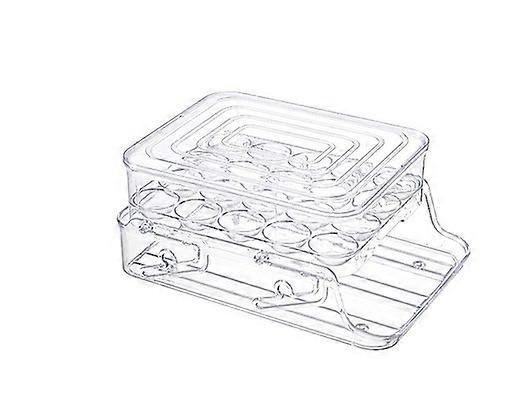 Transparent Egg Box Refrigerator Egg Holder 2-Layer Automatic Rolling Stackable Egg Dispenser with Lid