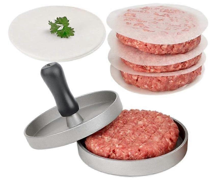Aluminum Non-Stick Hamburger Press with 100 Fress Patty Papers