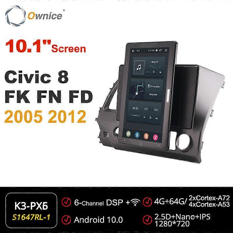 Tesla Style 13.3" PX6 Android 10 Car DVD Player Auto Rotatable Navigation GPS Stereo Radio For Honda Civic 8 FK FN FD 2005-2012