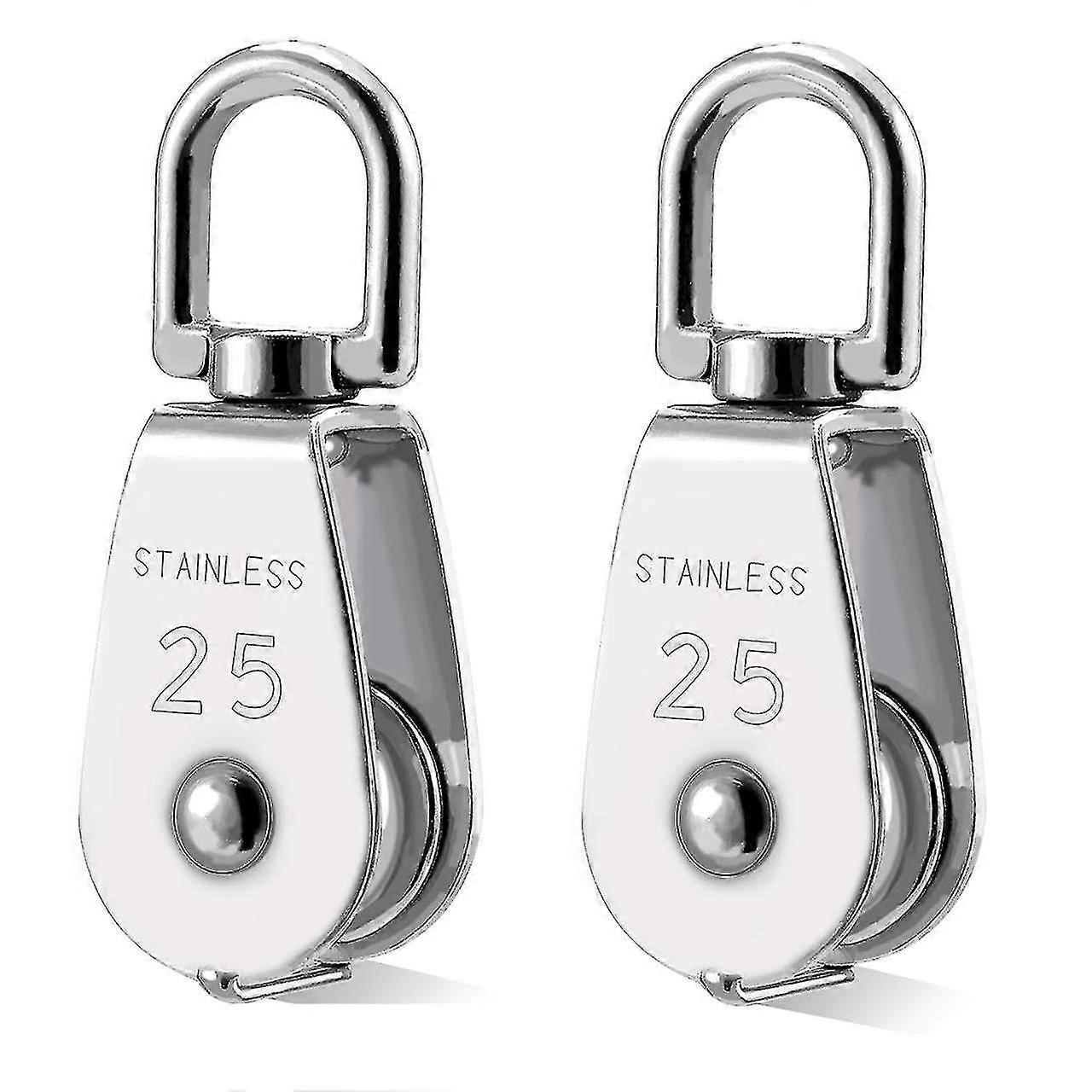 2pcs Single Pulley Block Crane Swivel Hook Single Pulley Roller