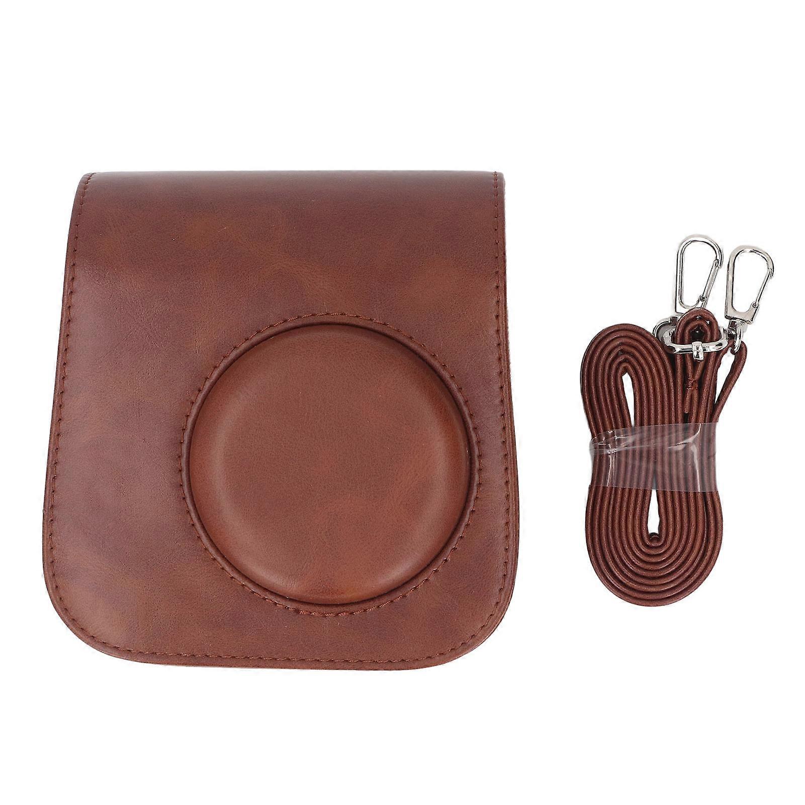 Instant Camera Protective Case with Removable Adjustable Strap Retro Rain Proof Scratch Resistant PU Leather Bag for Mini SE 7 Plus Brown
