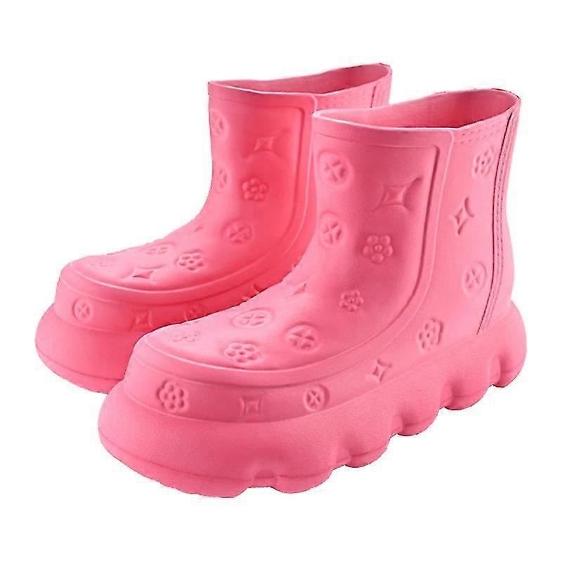 בגדי ריקוד נשים פלטפורמת אווה עבה מגפי גשם מגפי גשם נגד החלקה מגפיים גבוהים מגפיים חיצוניים קלים עמידים למים (להשיג את זה)