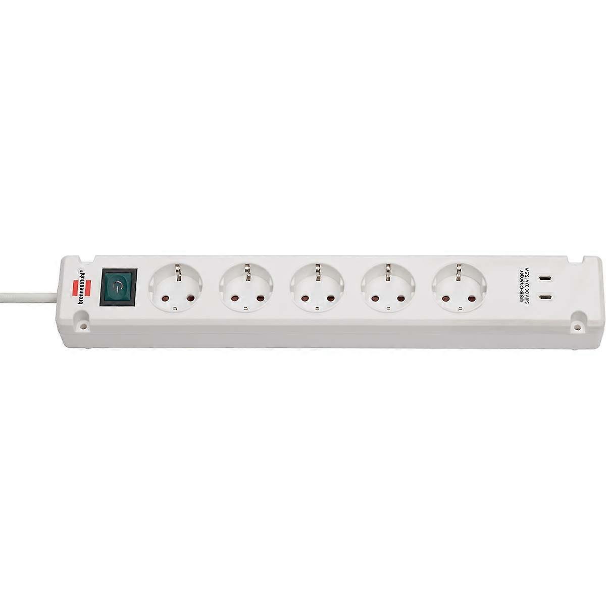 Bremounta Power Strip 5-Way with 2 USB C Charging Sockets (USB C Connector Block with Power Switch and 3 m K