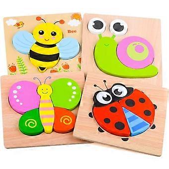 Wooden Puzzle Jigsaw Toys for 1 2 3 Year Old Toddlers, Montessori Toys ,Educational Learning Toy for Baby , Insect