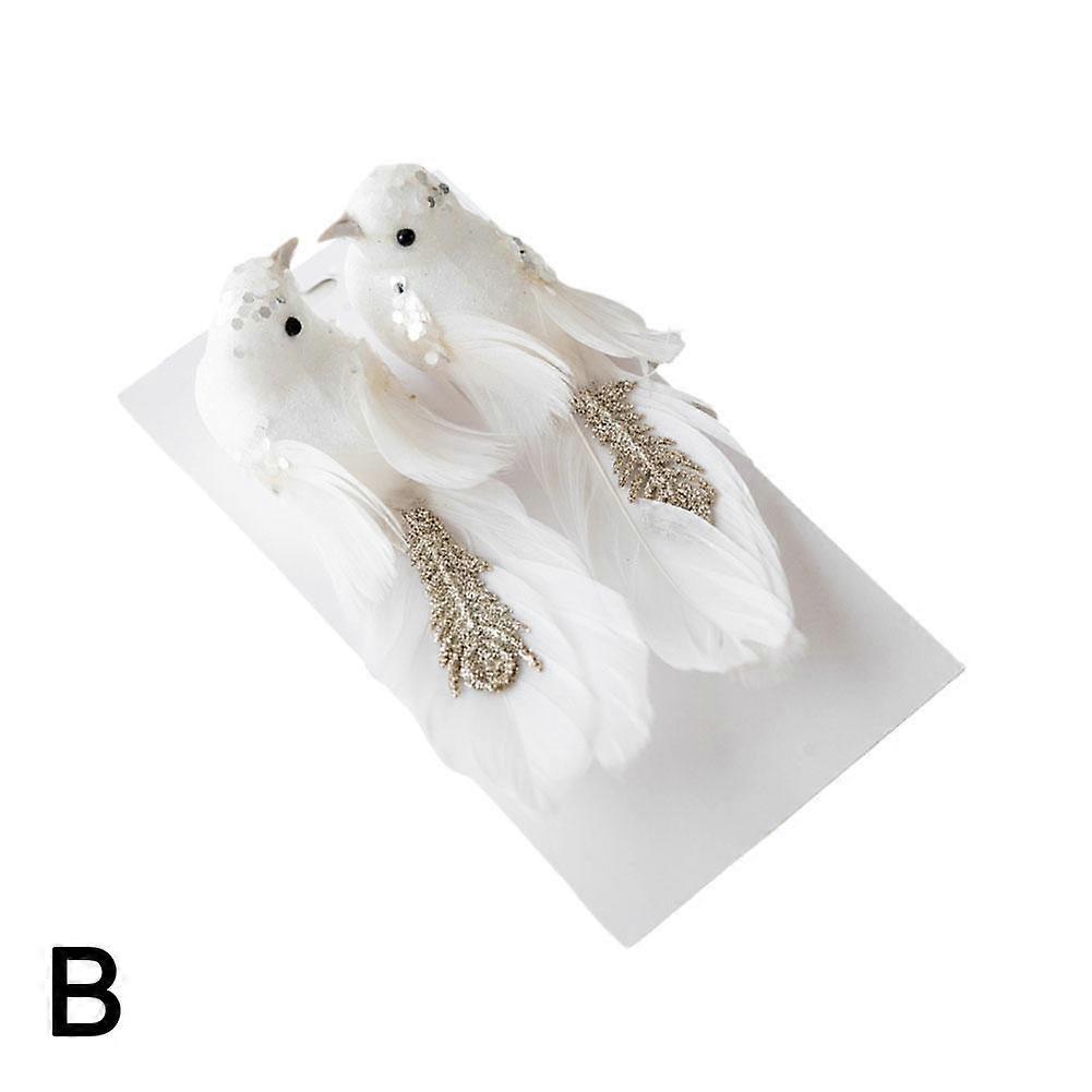 2pcs Simulação espuma pena birdfeather pássaro branco boneca presente