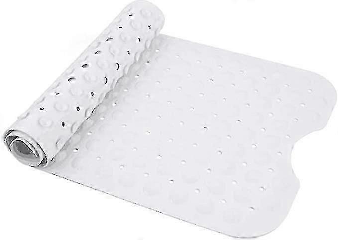 エクストラロングバスマット、100 * 40cm滑り止めバスタブマット、環境Tprゴム抗菌シャワータブマットサクションカップ付き(ホワイト)