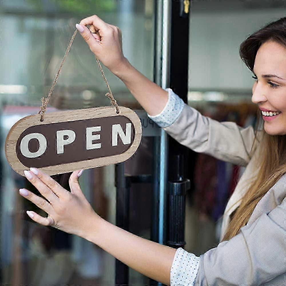 Open/Closed Sign,Wooden Door Plaque,Wooden Shop Door Sign Double,Sided ...