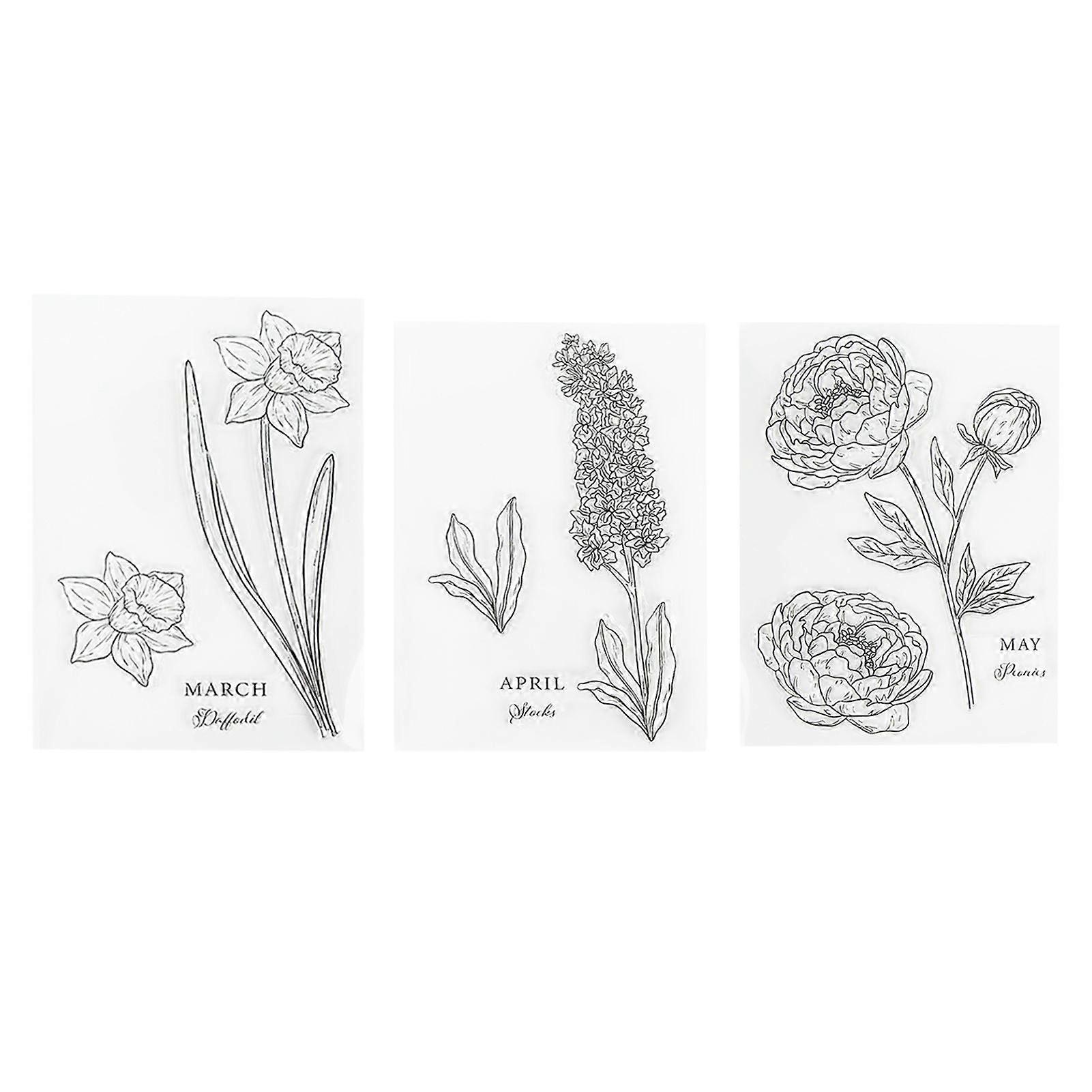 3Pcs Transparent Stamp Reusable TPR Easy Operation Unique Pattern Safe Healthy Wide Application Clear Stamp