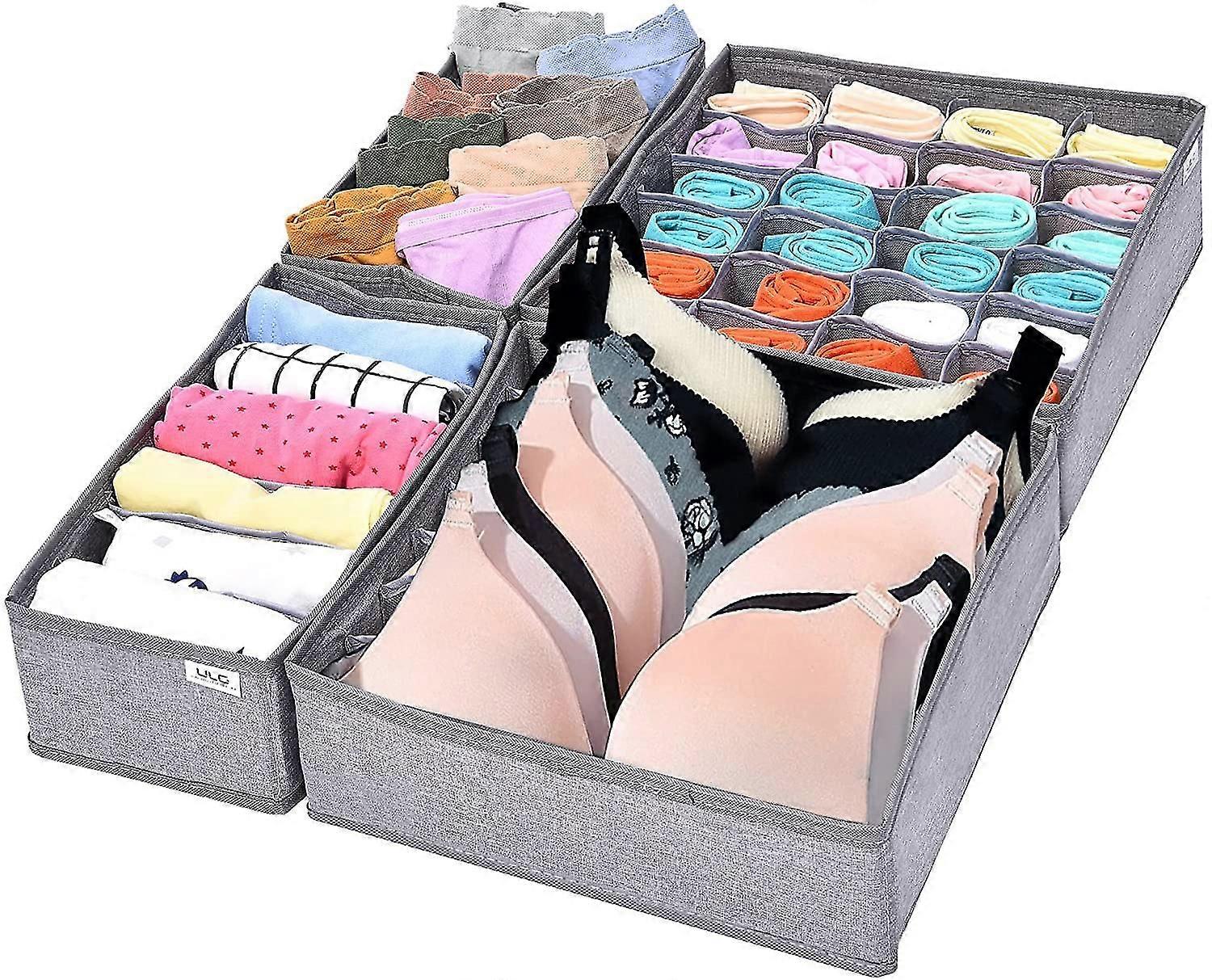 Closet Underwear Organizer Drawer Divider 4 Set, Gray