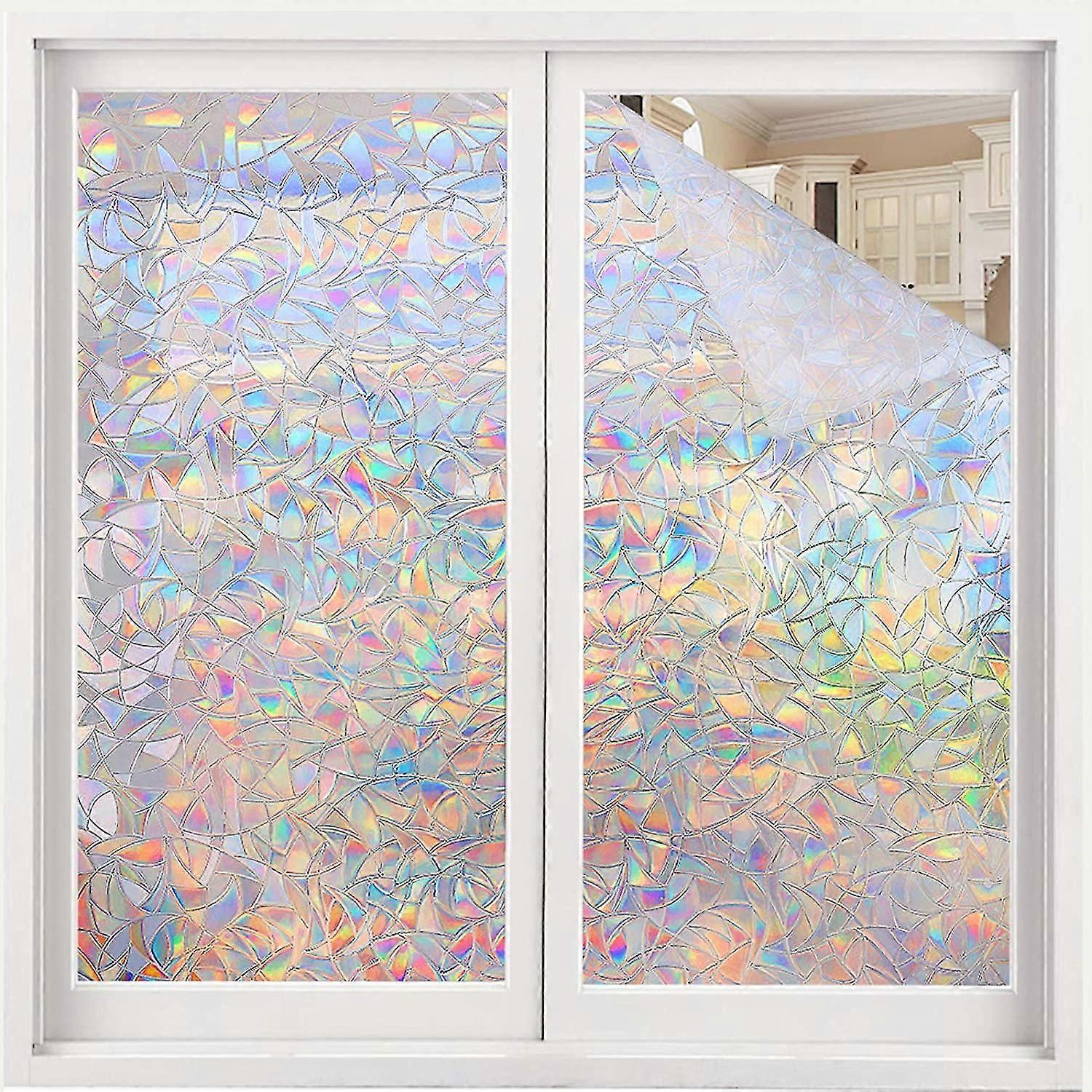 Window Privacy Film, Rainbow Window Clings, 3d Decorative Window Vinyl, Stained Glass Window Decals, Static Cling Window Sticker Non-adhesive