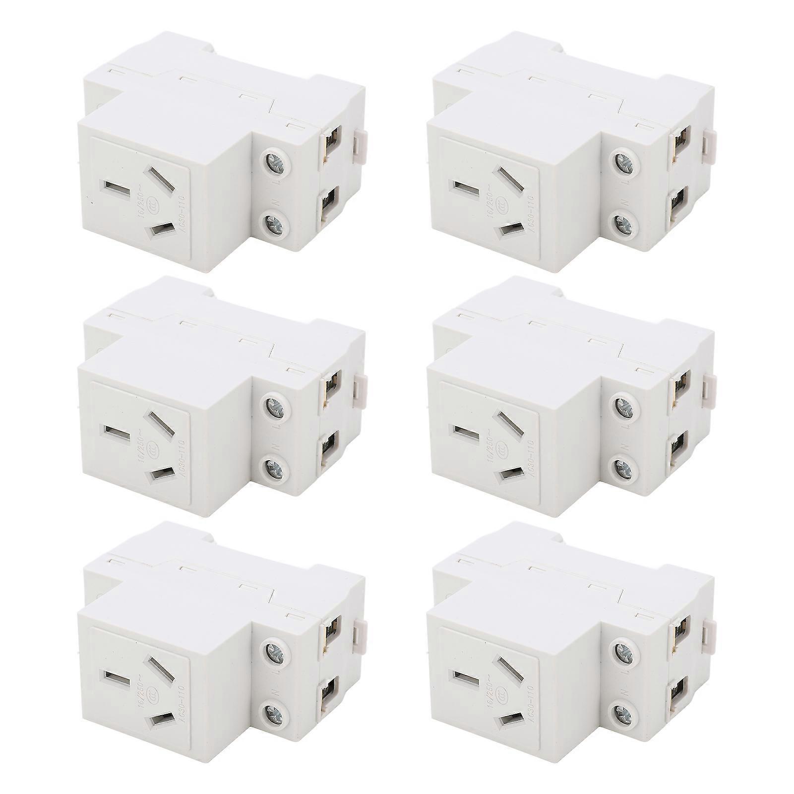 6PCS Modular Socket Guide Rail Socket 3 Hole 250V Industrial Power Outlet for Electric Appliance