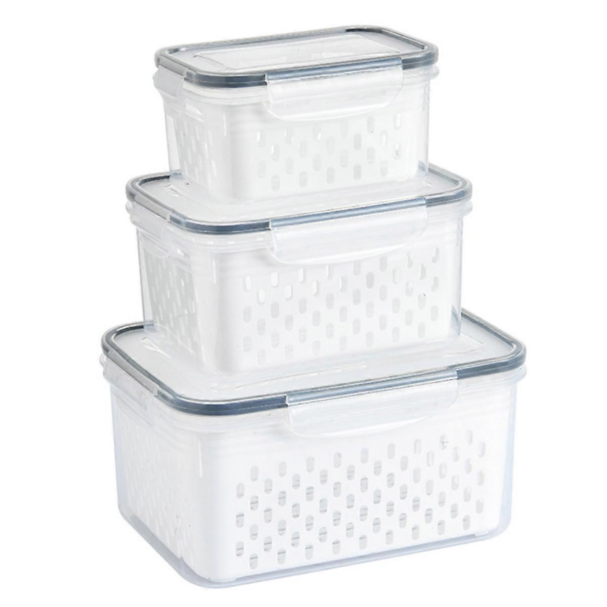 Refrigerator fruit storage container with airtight lid and colander