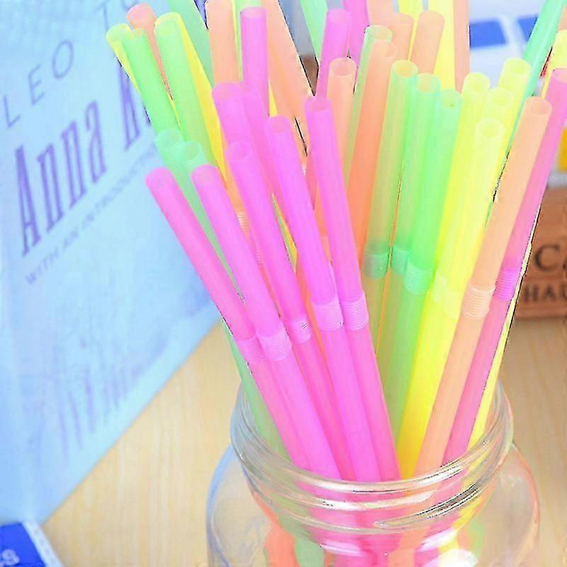 Fluorescent Bendable Drinking Straws Disposable Beverage Straws Wedding Decor Zekai