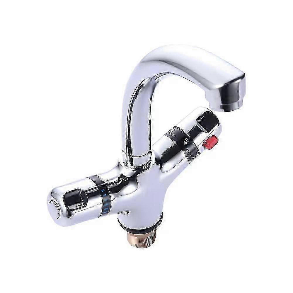 Robinet de lavabo thermostatique à double ouverture en acier inoxydable