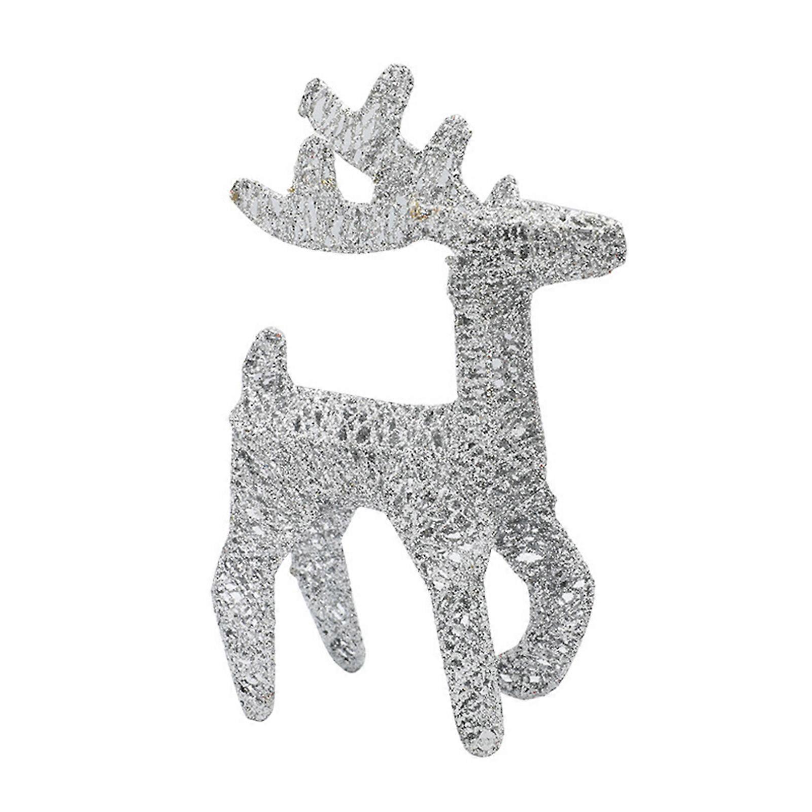 Iron Rattan Deer Ornaments Christmas Scene Layout Props Xmas Deer Elk Decoration Scene Arrangement for Home Yard  Silver