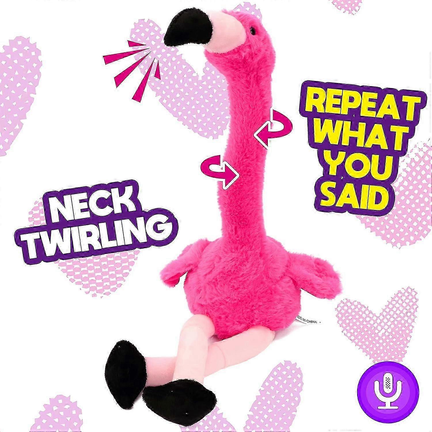Talking Flamingo Repeats You Say Twisting Electric Interactive Animated Toy Speaking Plush For Toddlers Festival Holiday, Pin