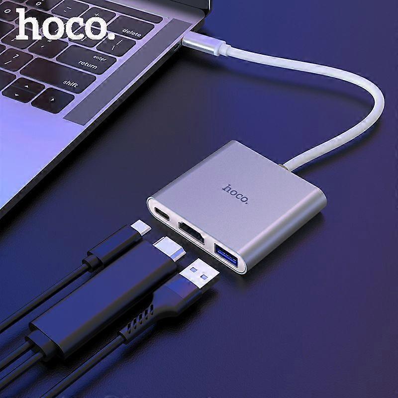 SQCLV hoco. HB14 Type-C Converter Type-C to USB3.0 +HDMI+PD Aluminum Alloy Adapter