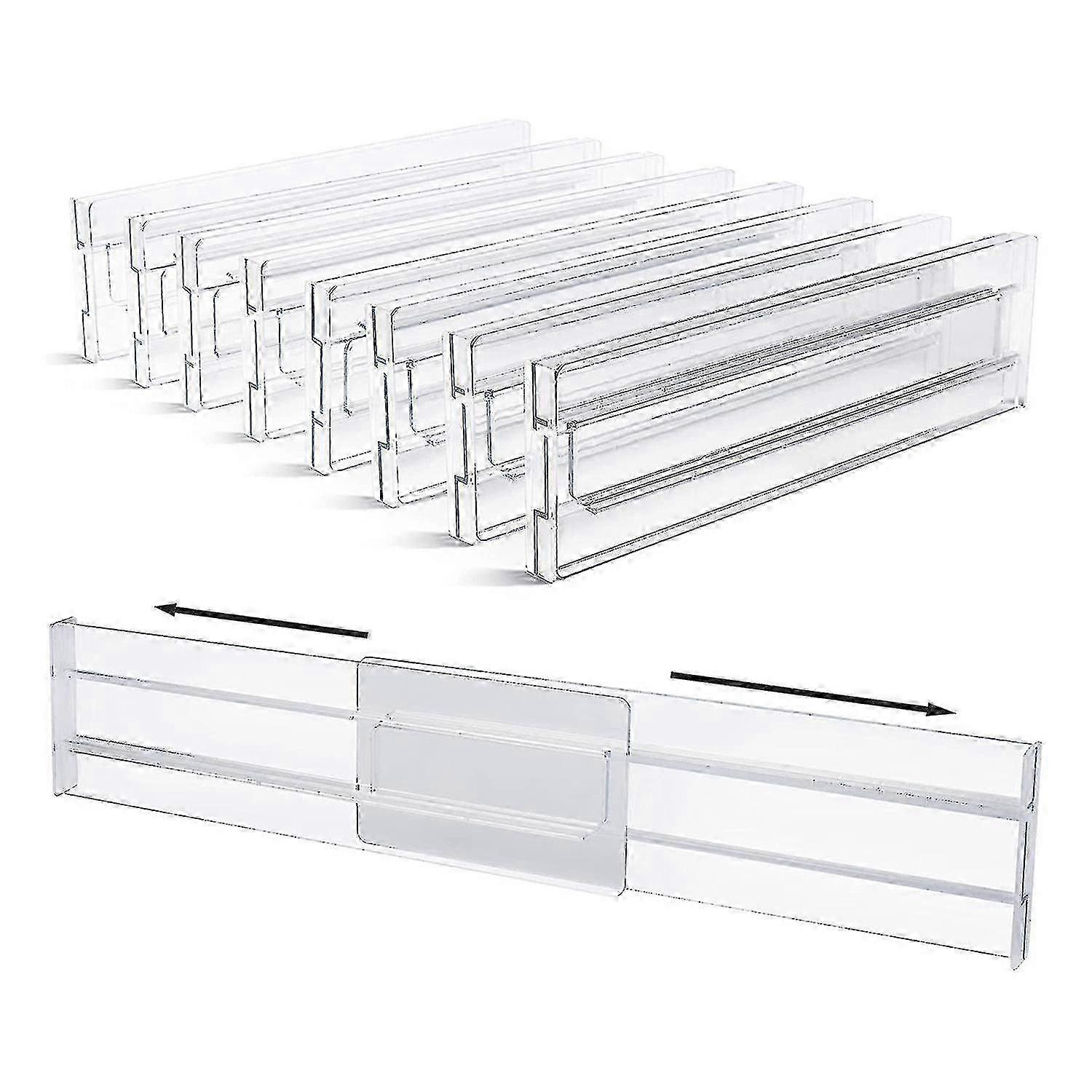 8 Pack Adjustable Clear Plastic Drawer Dividers