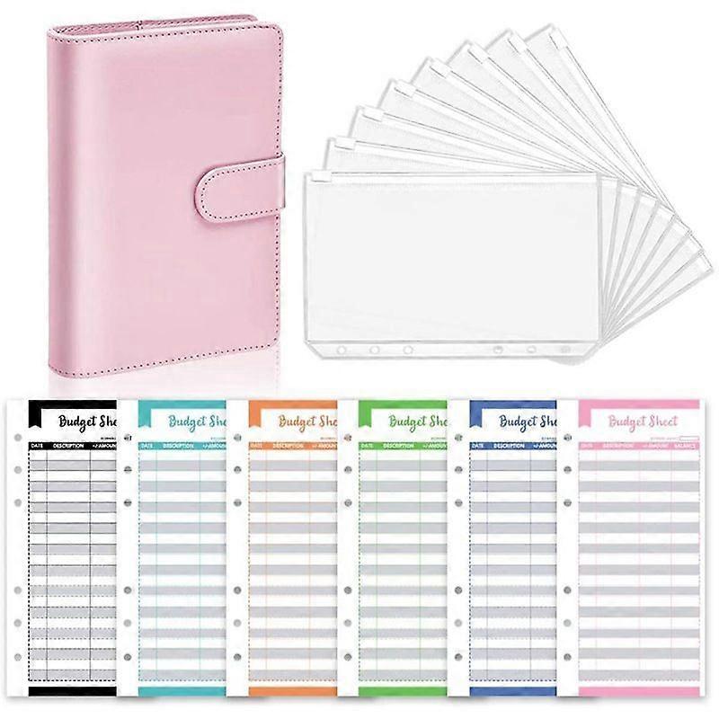 A6 Binder Budget Planner Notebook Covers Folder Size 6 Hole Pockets Plastic Zipper Money Saving Envelope