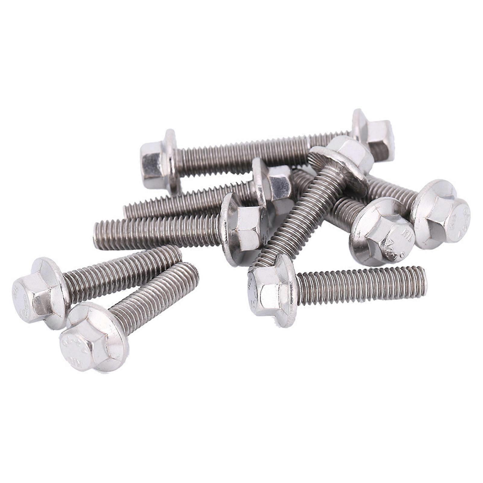 10pcs M6 Stainless Steel SS304 Hex Flange Screws Cap Washer Head Bolts Fastener