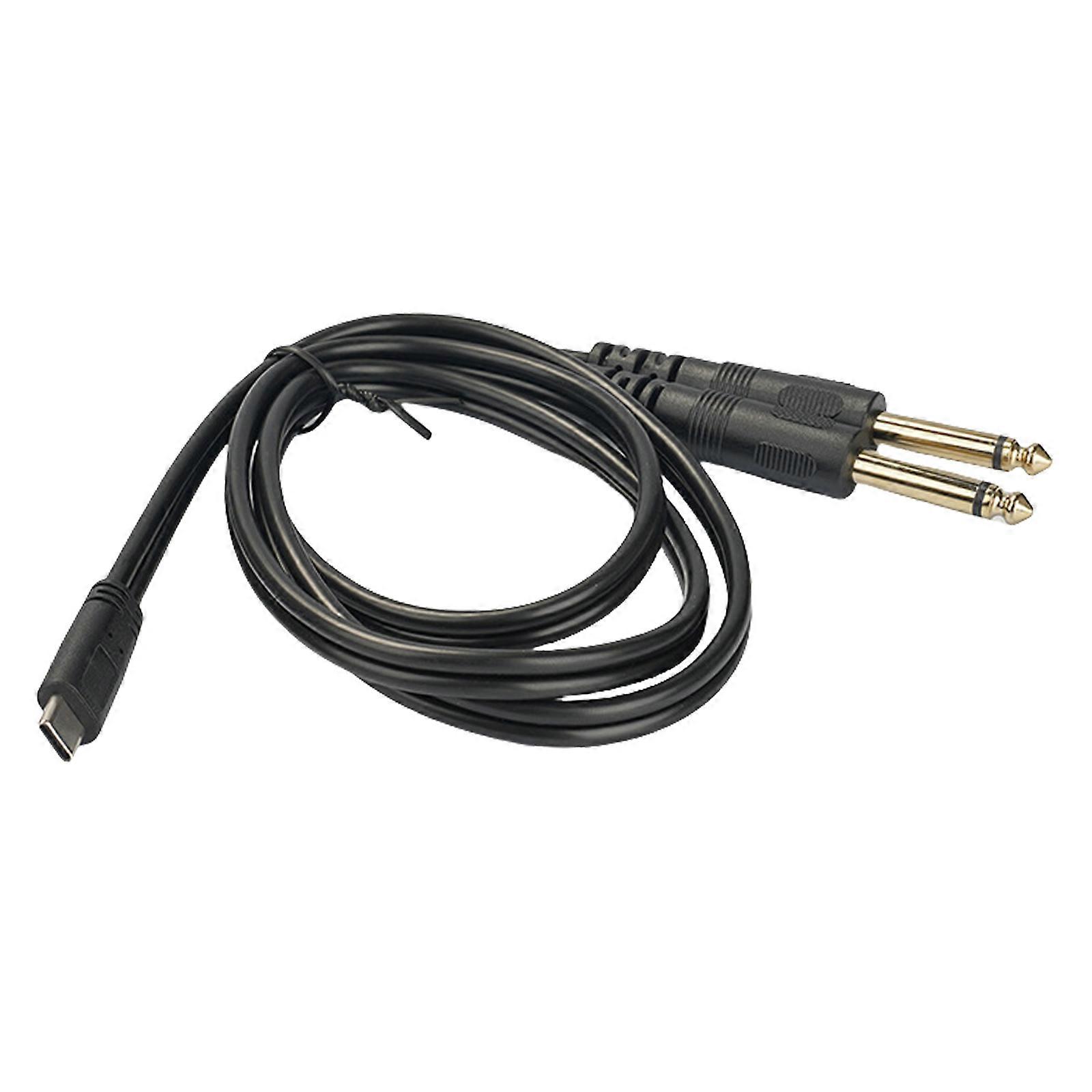 1 to 1 or 1 to 2 USB C to 6.35mm Conversion Cable Type C to 1/4inch Connector Cord for Professional Equipment