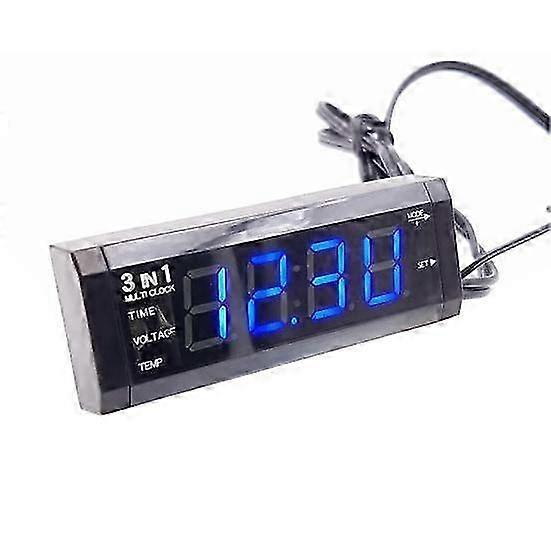 Car Clock DC 12V Multi-function 3 In 1 Digital Electrical Meter Voltmeter Panel
