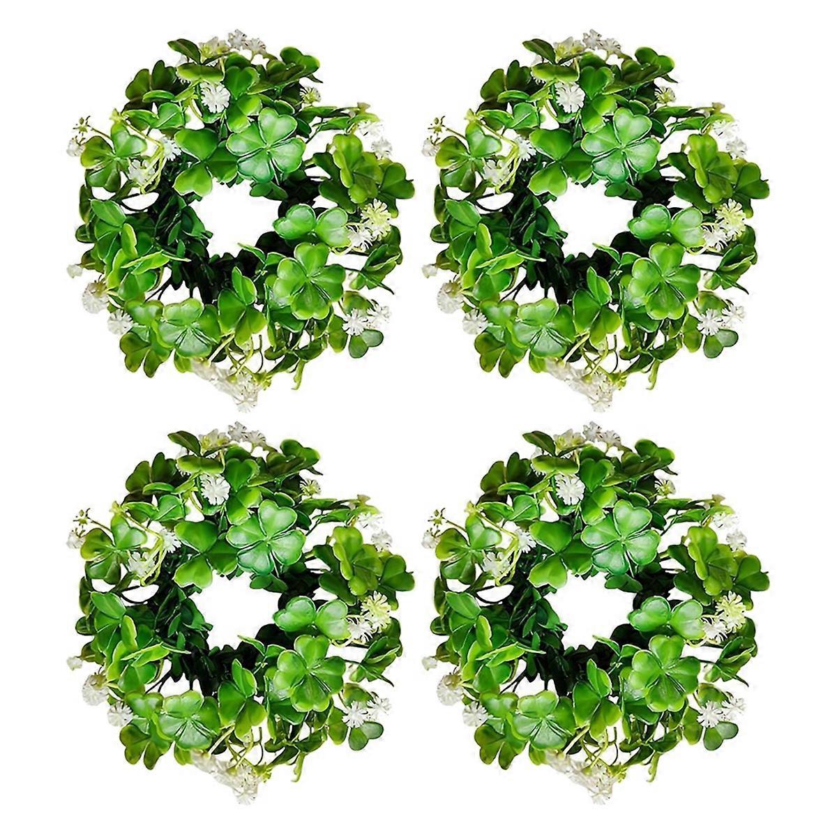 . 'S Day Shamrock Candle Ring Garland Charming Green and Flower Stand Spring Table Decoration