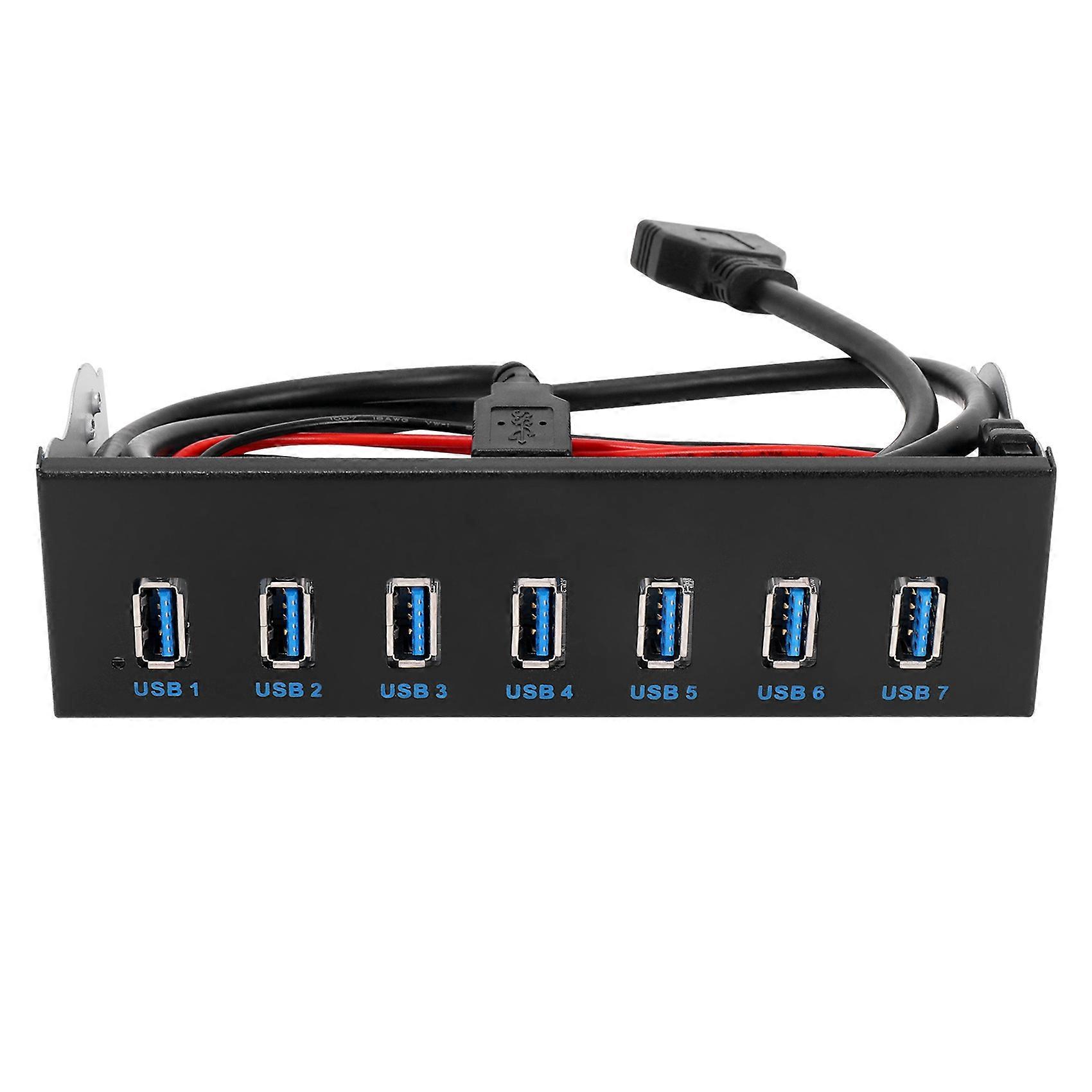 7 Port USB 3.0 Hub 5Gbs 5.25inch CD-ROM Drive Bay CD ROM Front Panel for Computer Case+USB 3.0 19-pi