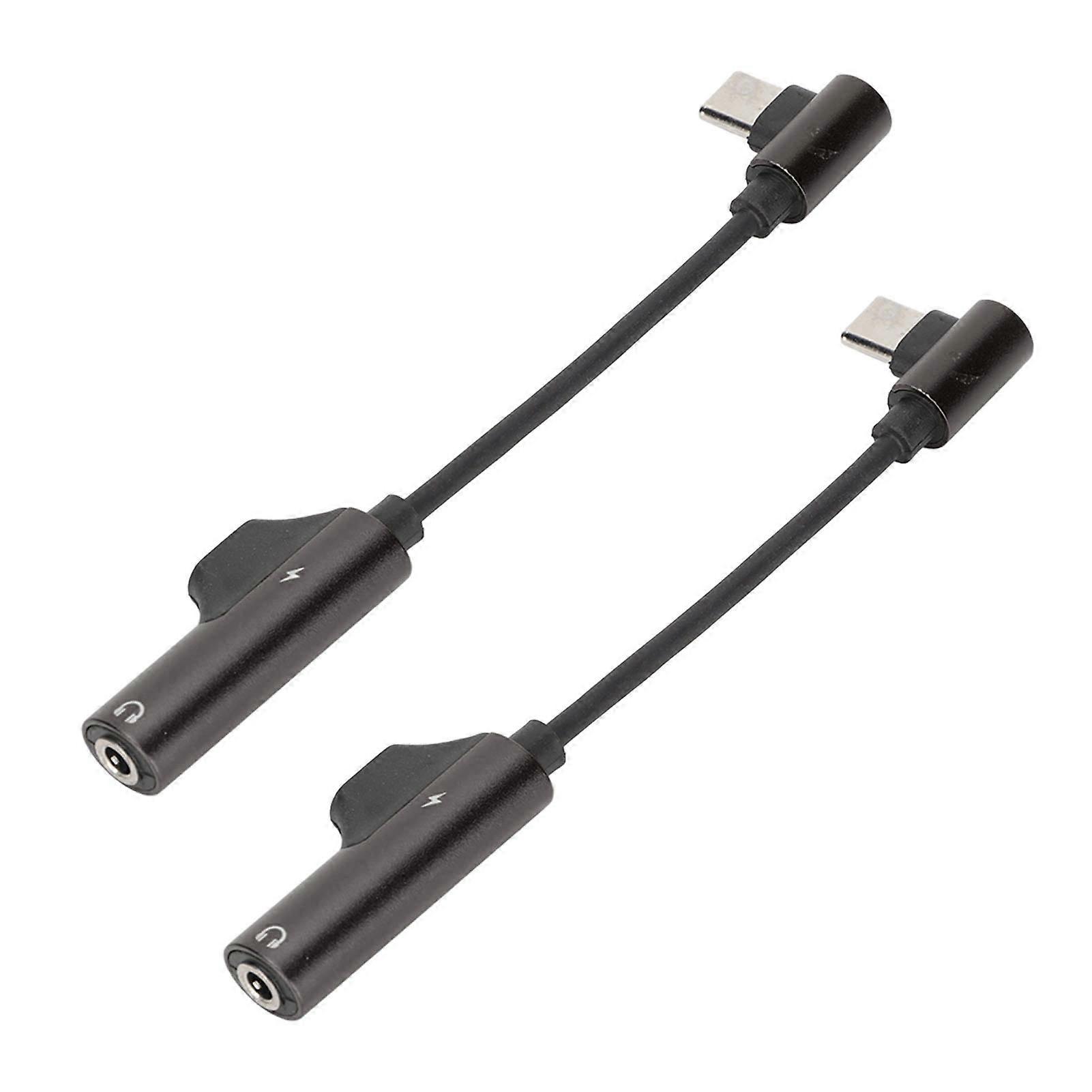 2Pcs Type C to 3.5mm Cable 2 in 1 Functional Bendable Headphone Adapter for Type C Phone Tablet PC