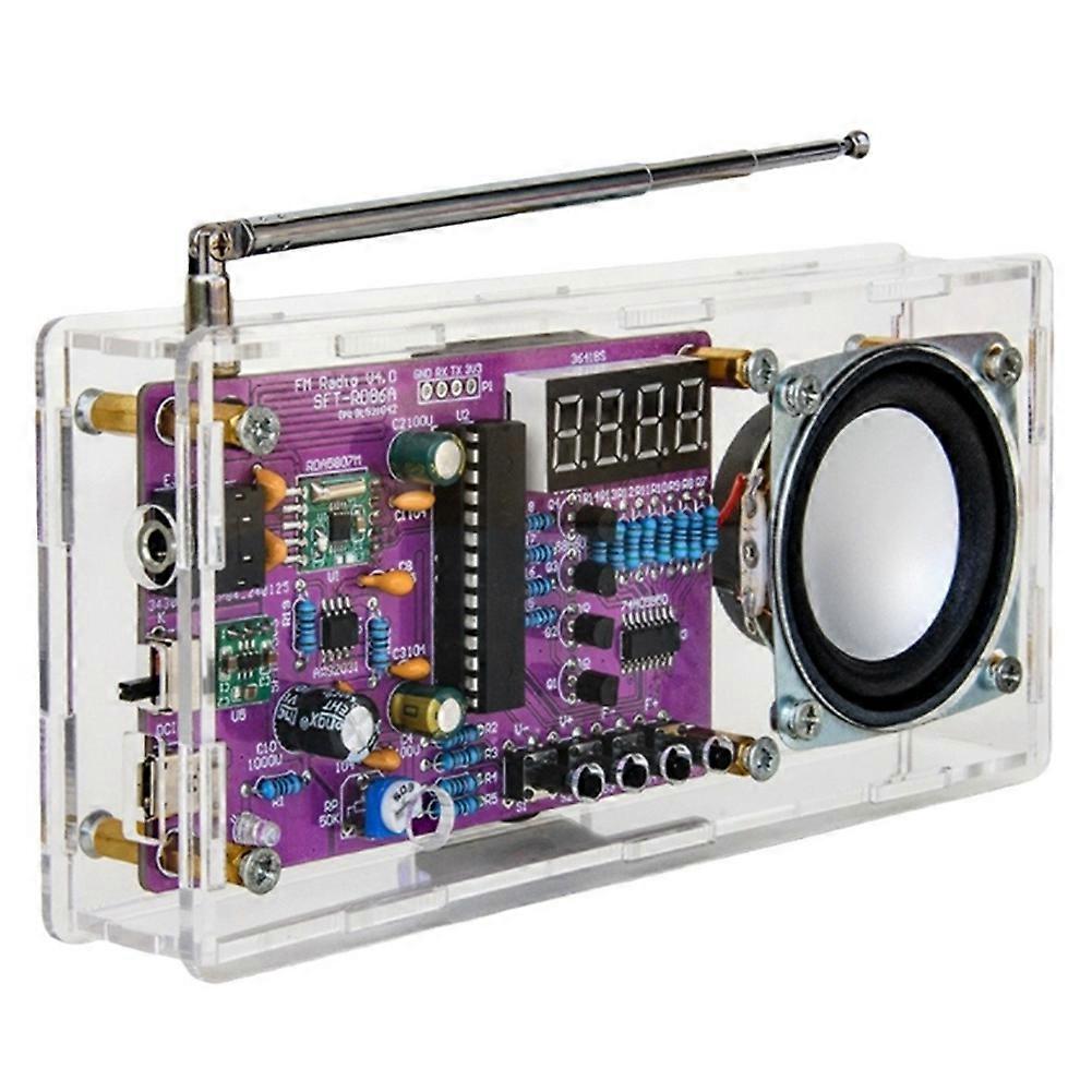 DIY FM Radio Electronic Radio Adjustable Frequency 87.5-108MHz with Sspeaker Digital Display DIY Sol