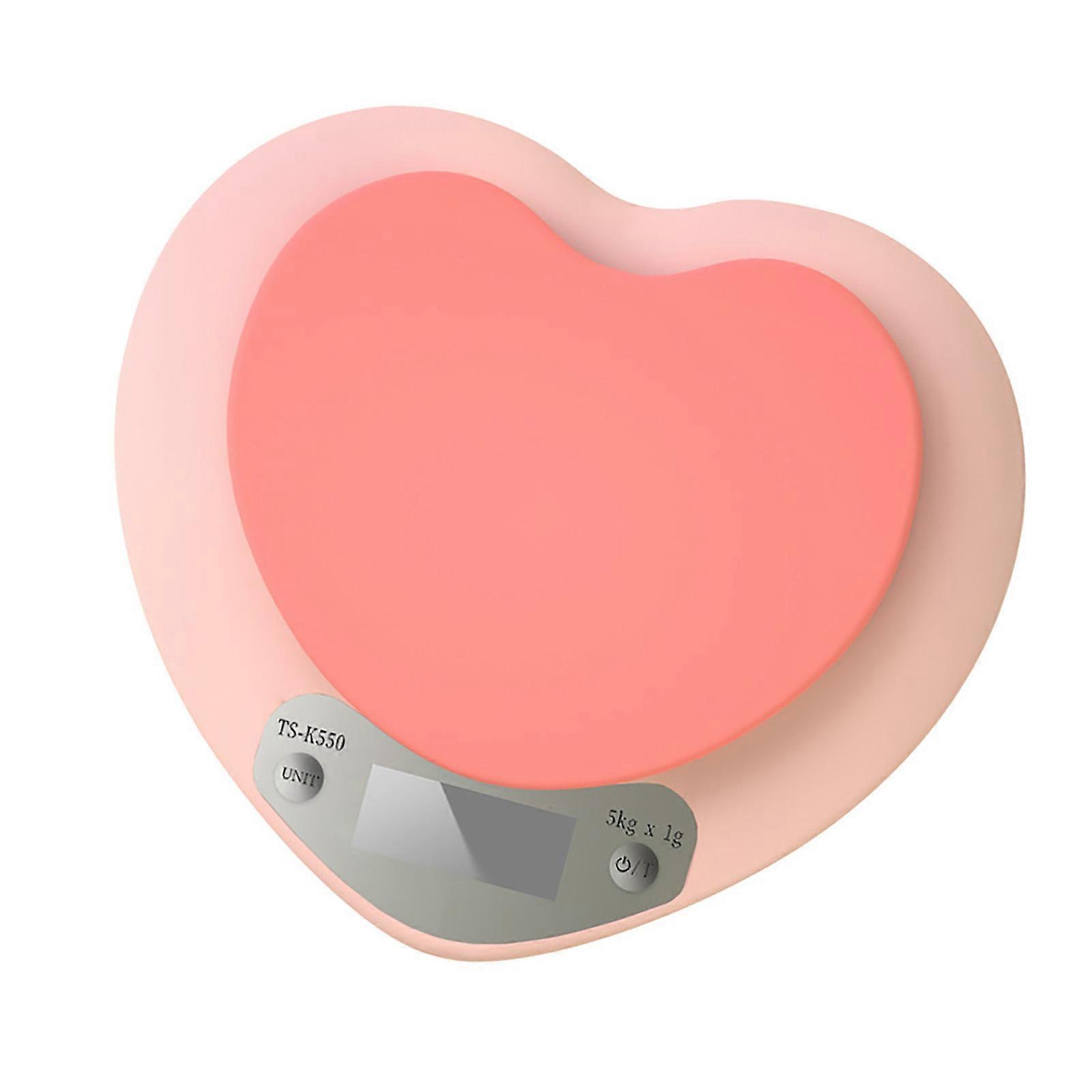 Digital Food Scale HD LCD Display 3 Units Accurate Heart Shaped Small Kitchen Electronic Scale for Baking 1g/5kg Battery Type 