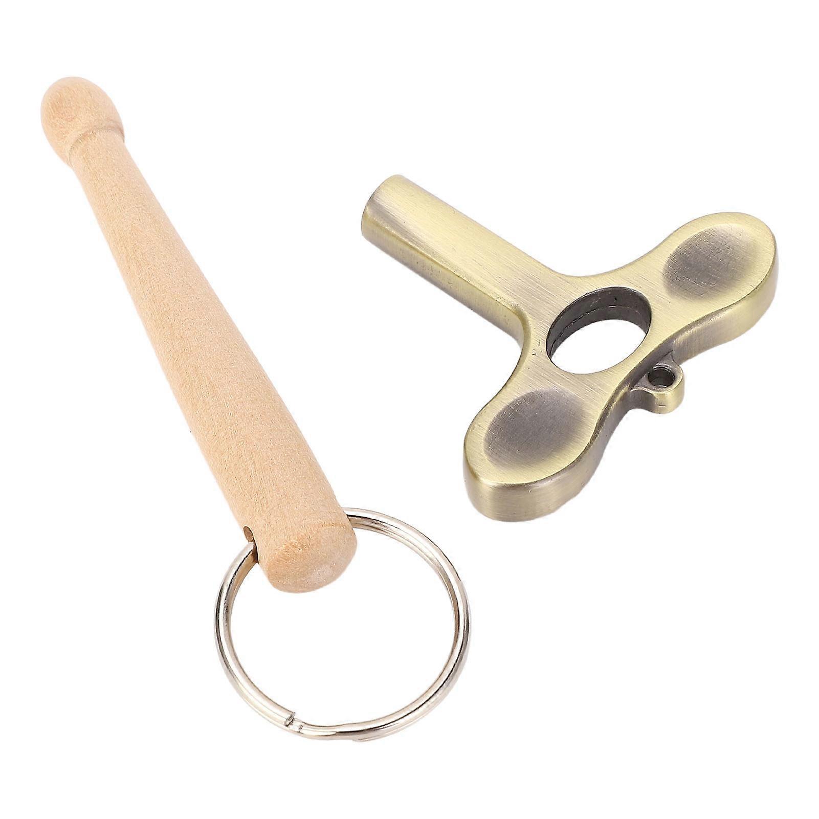 T Shaped Drum Tuner Wrench: Alloy Screw Adjusting Drum Key with Beechwood Practice Stick