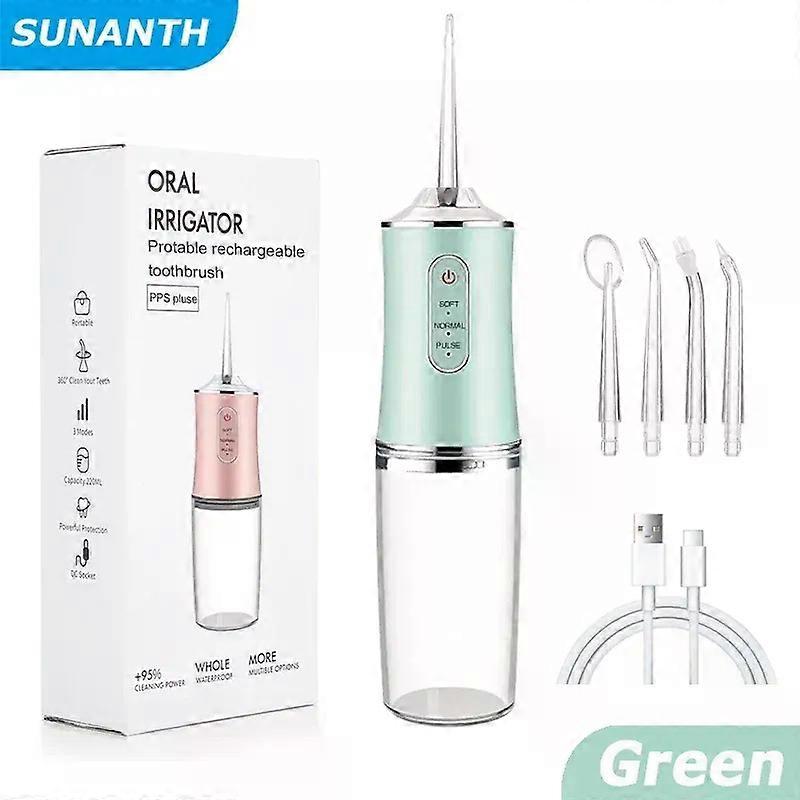 200ml Portable Oral Irrigator Cordless Dental Water Flosser For Teeth Cleaning Teeth Whitening 3 Pressure Mode 4 nozzles IPX7
