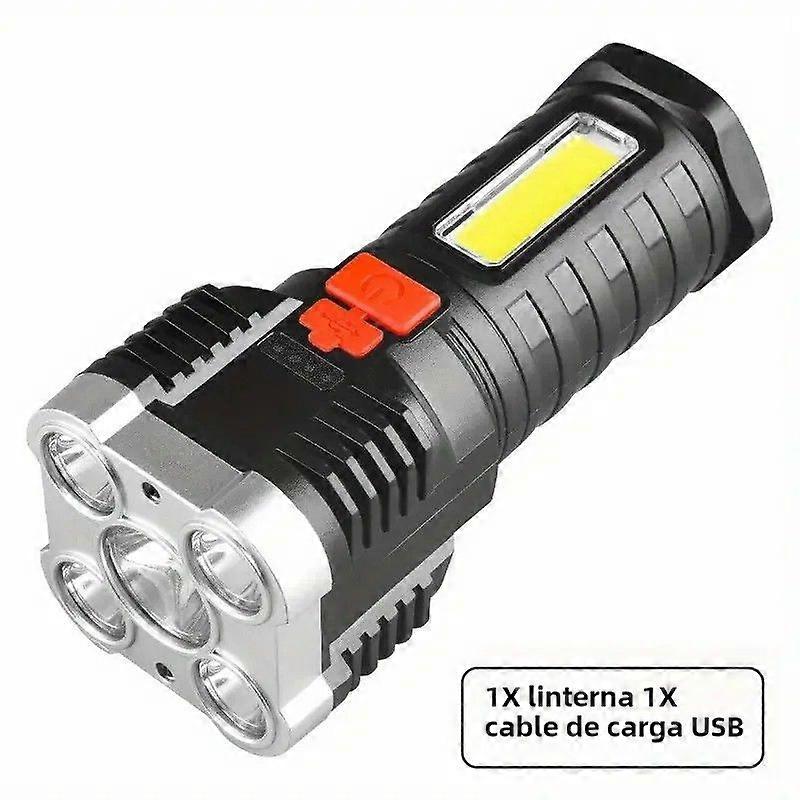 Rechargeable Camping Lantern with 5 LEDs and COB Sidelight, 4 Modes, High Power for Outdoor Adventures and Hiking