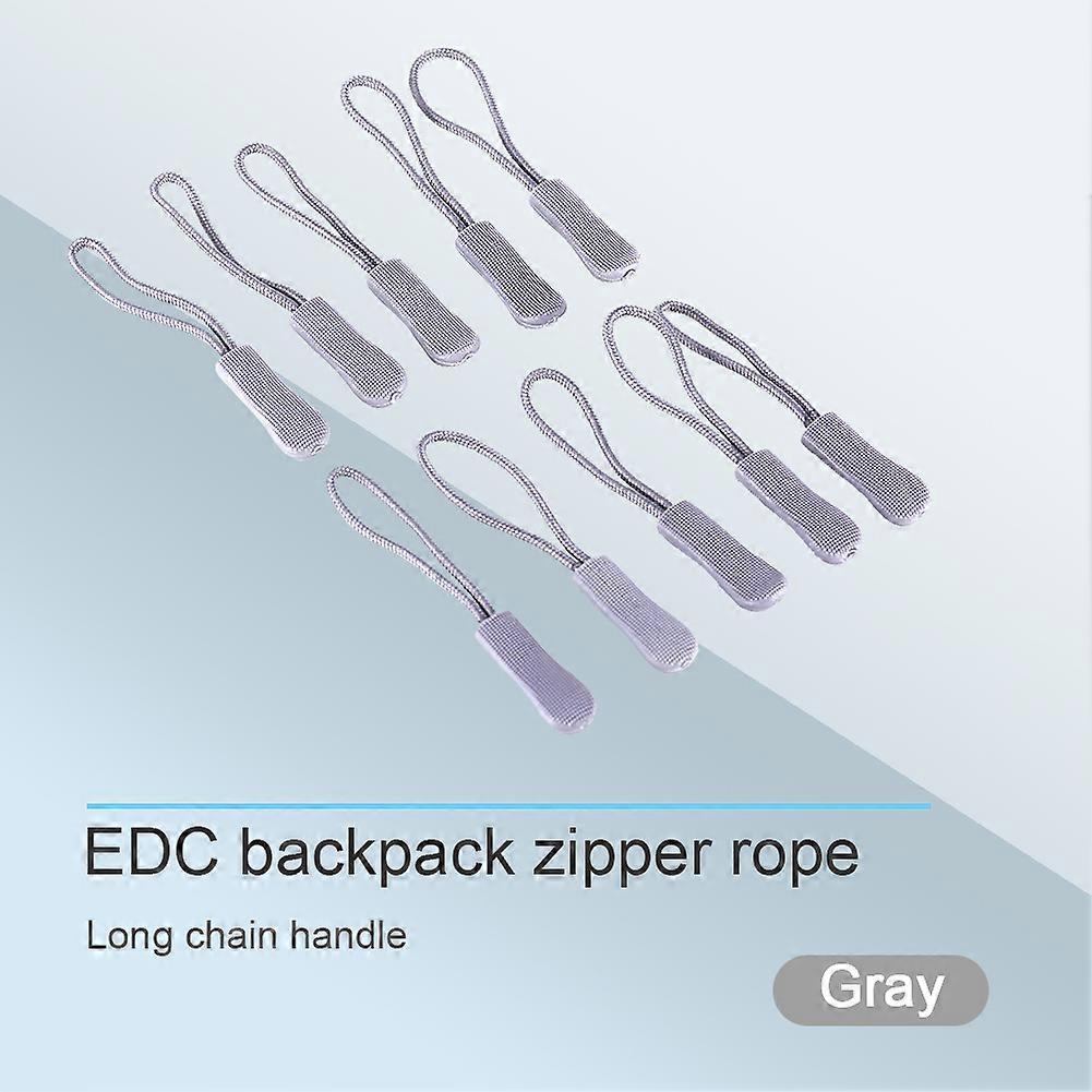 10x Zipper Pulls Slider Cord Rope Puller Ends Lock Zip Clip Buckle For Bag EDC Gray