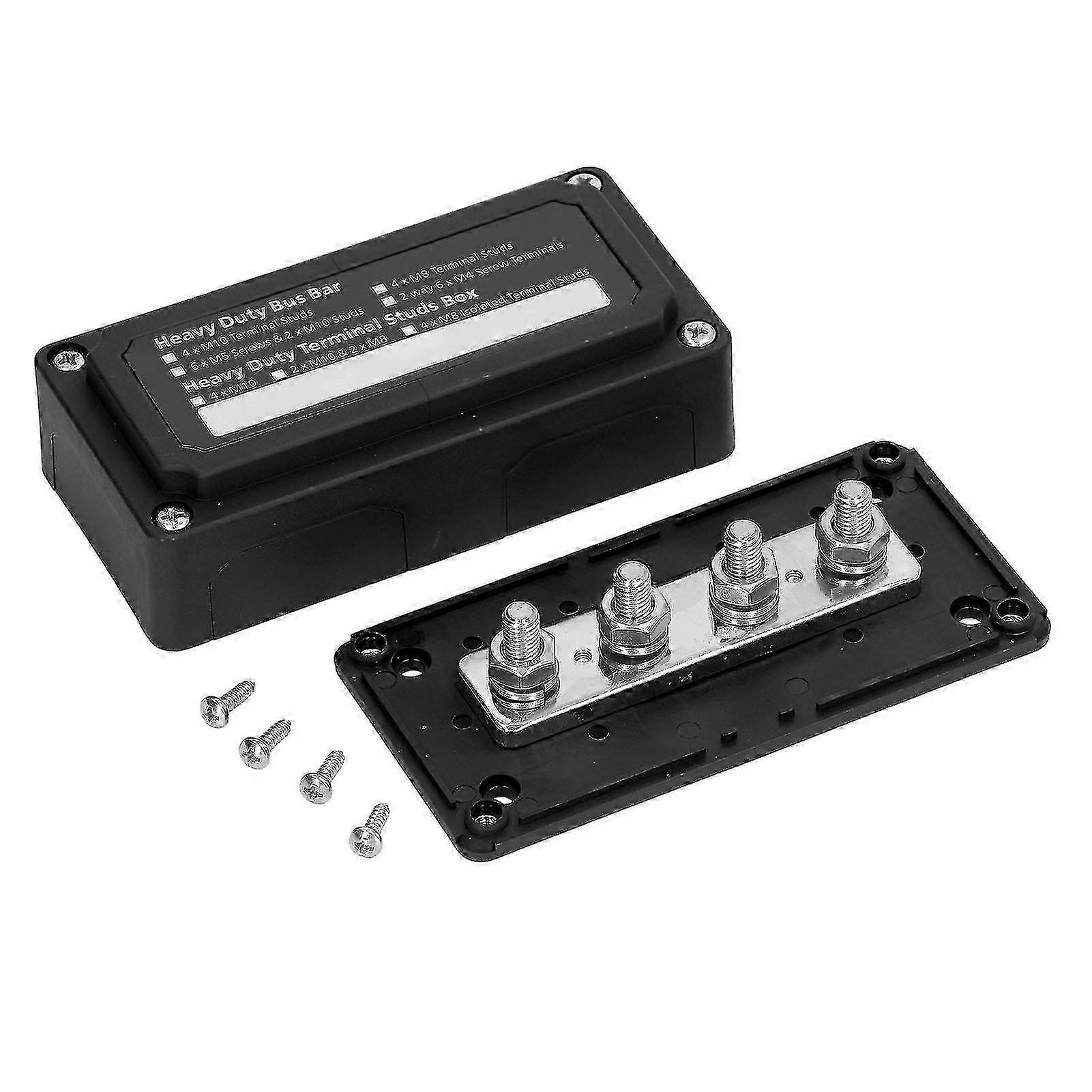 Black 300A DC 48V M8 Screw Terminal Bus Bar Power Distribution Block for Automobile and Boat