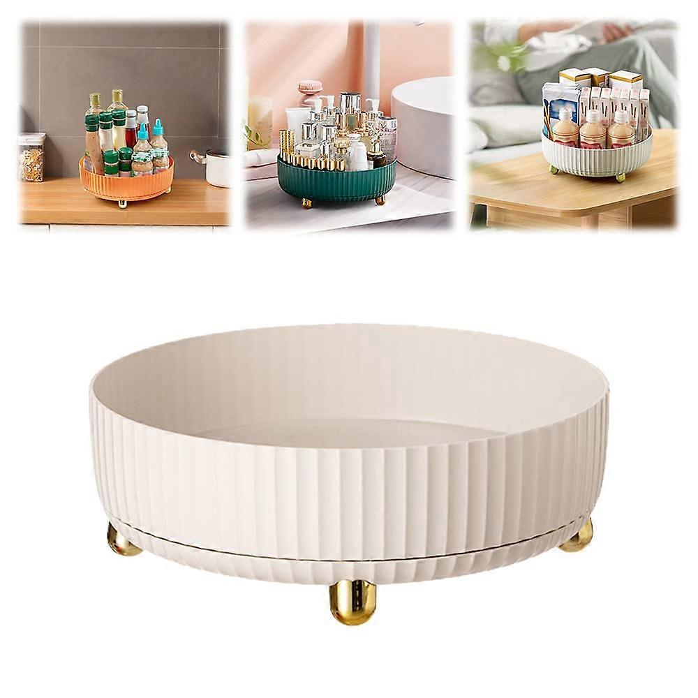 Rotary Storage Rack, Large White Lazy Susan Turntable for Cabinet, 360° Rotating Spice Rack and Makeup Organizer