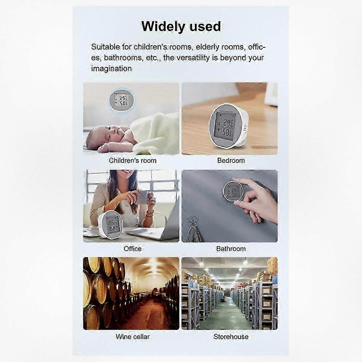 Smart WiFi Temperature and Humidity Monitor for Home with App Control, Battery or USB Powered