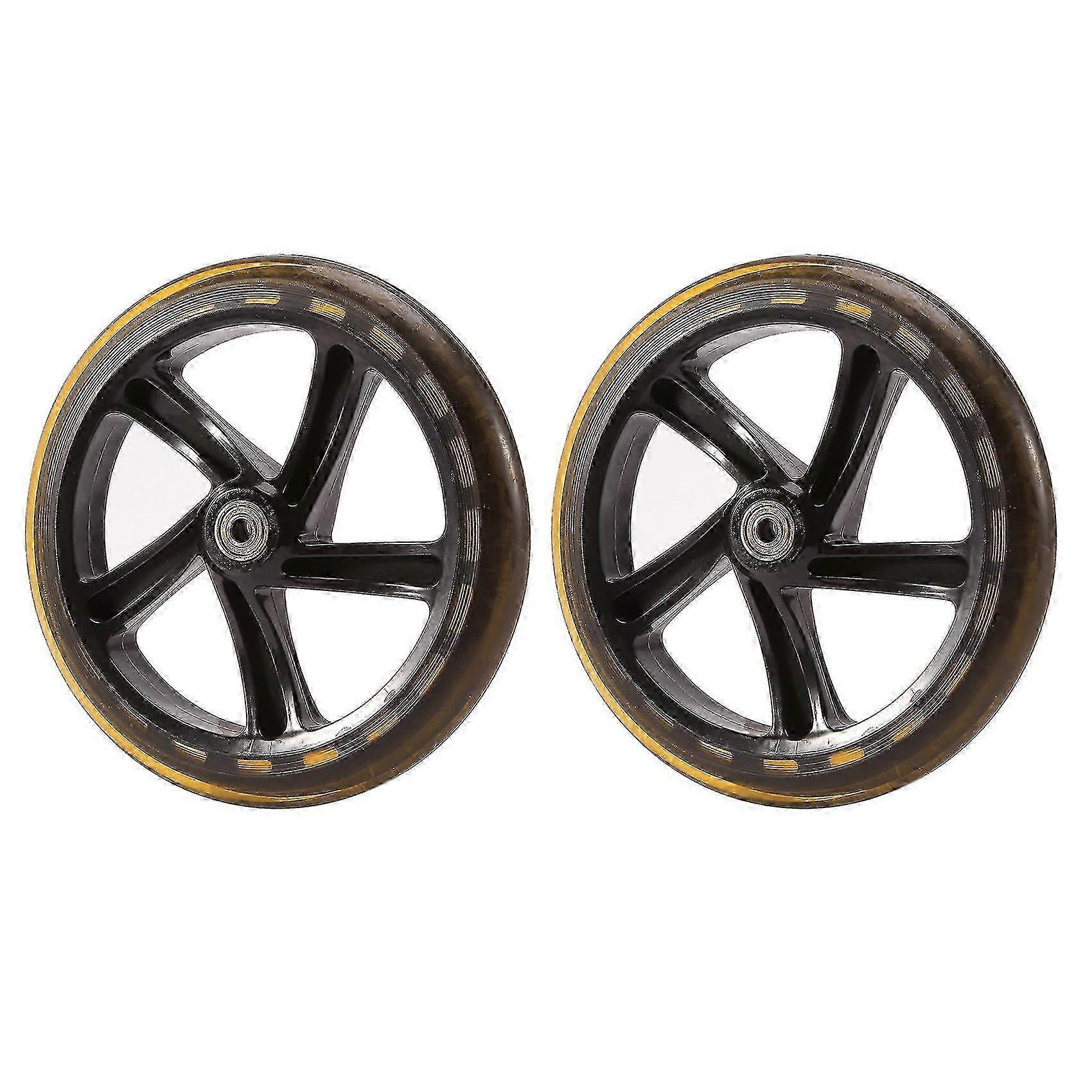 2pcs 200mm PU Scooter Wheel ABEC-7 Transparente Negro