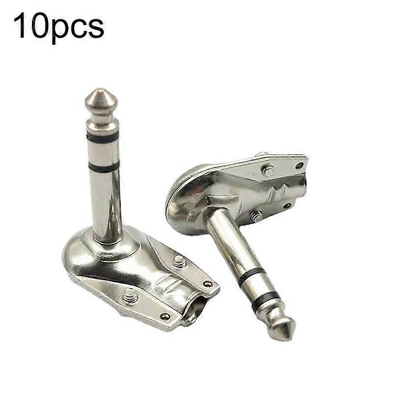 10pcs 6.35mm Right Angle Guitar Plug Audio Microphone Amplifier Connector, Specification: Binaural