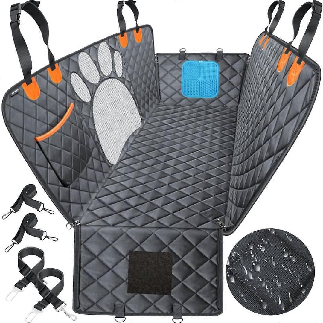 Dog Car Seat Cover Hammock with Licking Mat Attachment ScratchProof