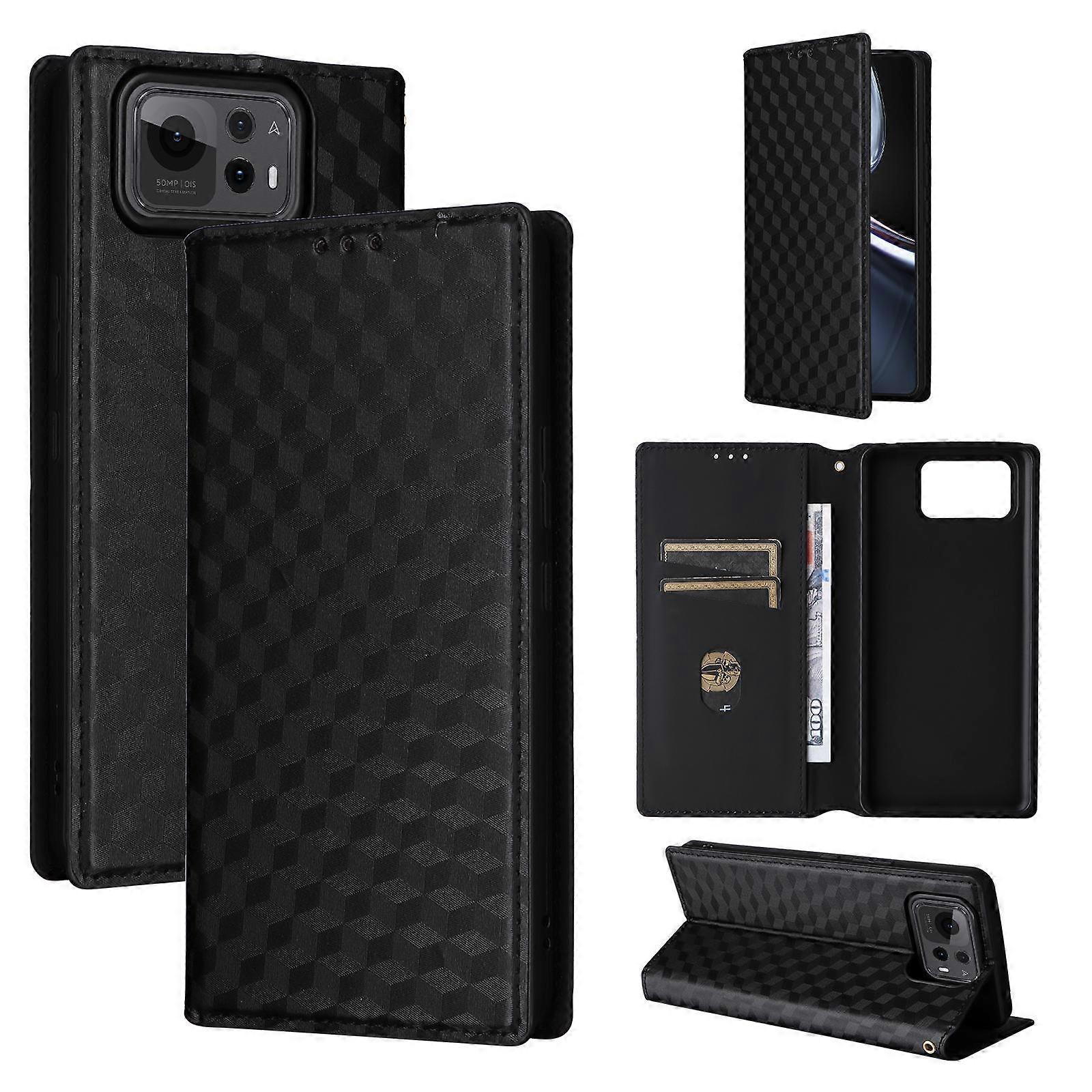 Husă de telefon din piele Cubic Grid Texture Flip