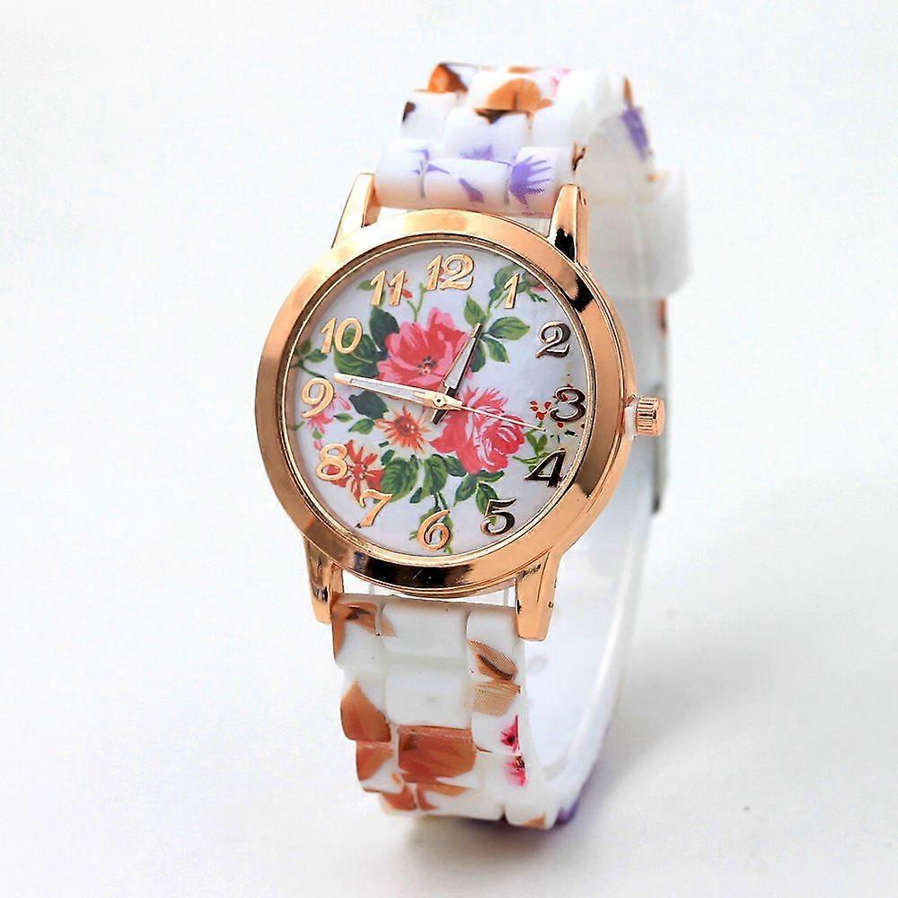 Fashion Luxury Printed Silicone Strap Clock Quartz Ladies Watch Women Flower Pattern Multi-Color Wristwatch orologio donna reloj