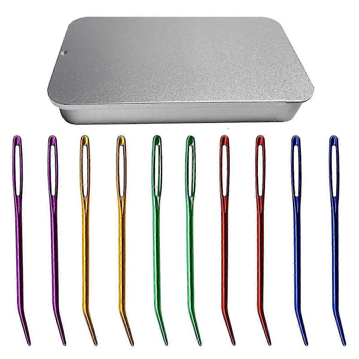 10Pcs Yarn Darning Tapestry Needle,Big Eye Weaving Needle,Blunt Yarn Needles,Bent Tip Embroidery Needles for Weaving