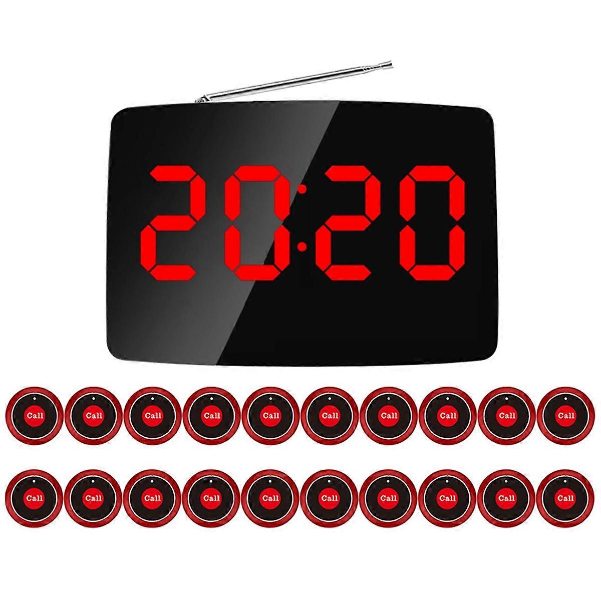 Wireless Restaurant Pager Calling System 20 Call Button with LED Display for Bar Restaurant Custome