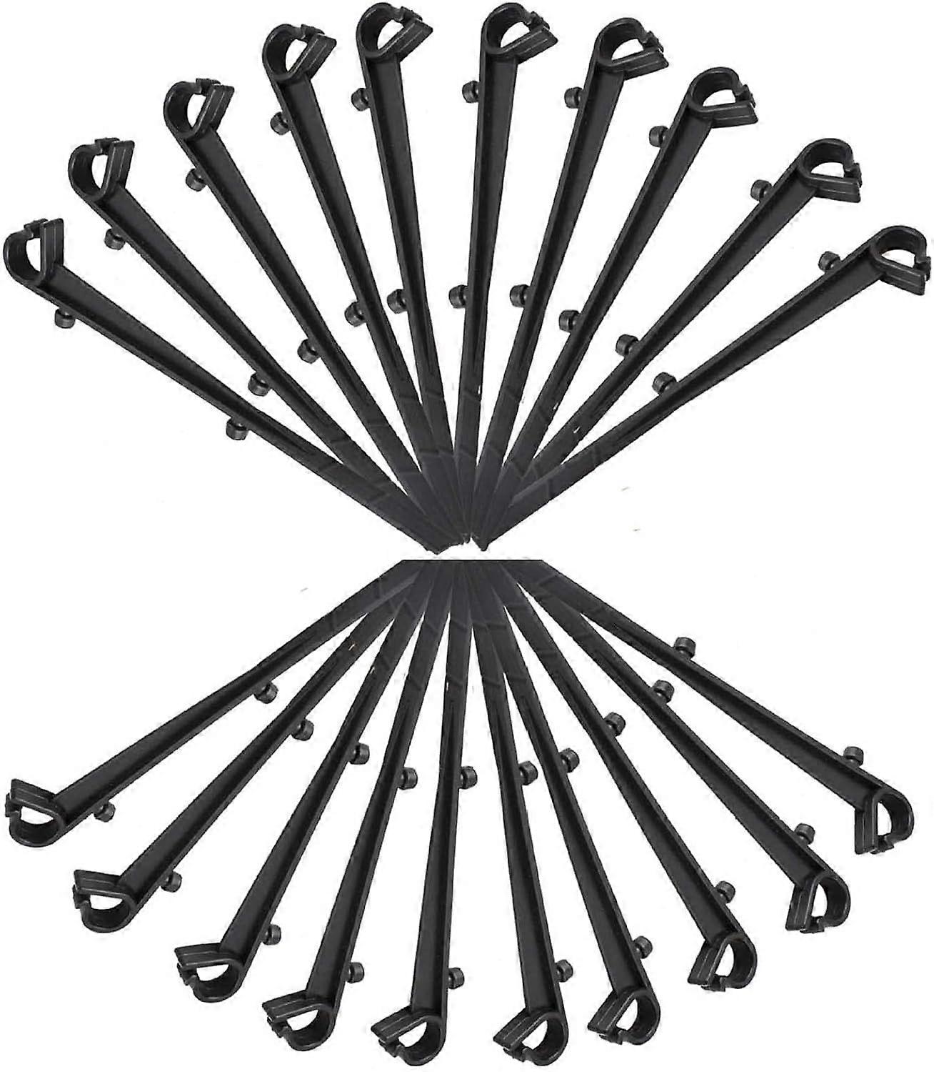 Pack of 20 PP gutter protection mesh fixing hooks, 16cm long, 7.2cm center distance, black