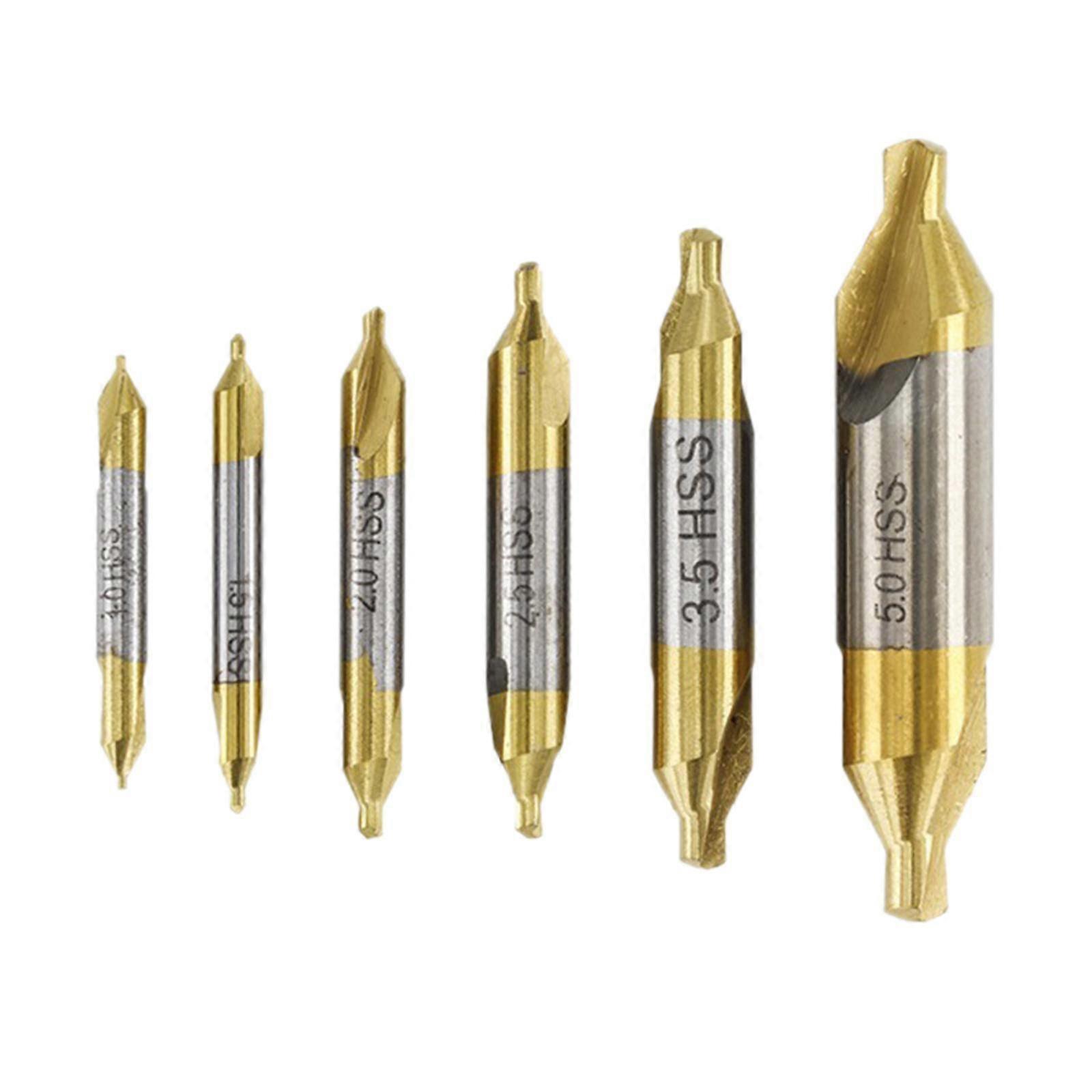 Pack of 6 Centering Drill Bits Set 60 Degree Durable Accurate Positioning