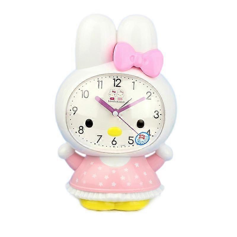 寝室用SAYTAY目覚まし時計、漫画目覚まし時計ウサギ時計常夜灯、学生子供の家の装飾デスクトップ時計(ピンク)